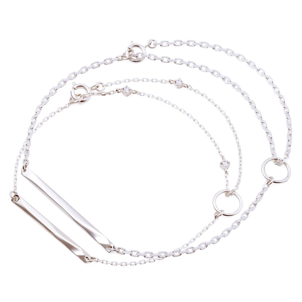 シルバーペアブレスレット&アンクレット SAB606CB-607